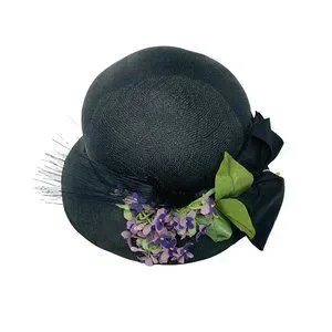 Vintage | Accessories | Vintage 94s Purple Flower Hat Black  display picture 2